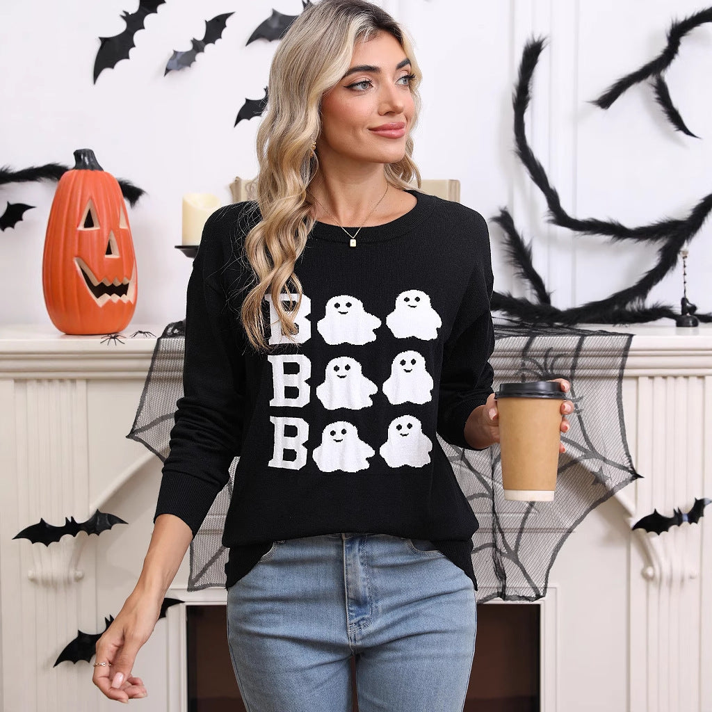 Embroidered Halloween Top | Premium Long Sleeve Round Neck Shirt