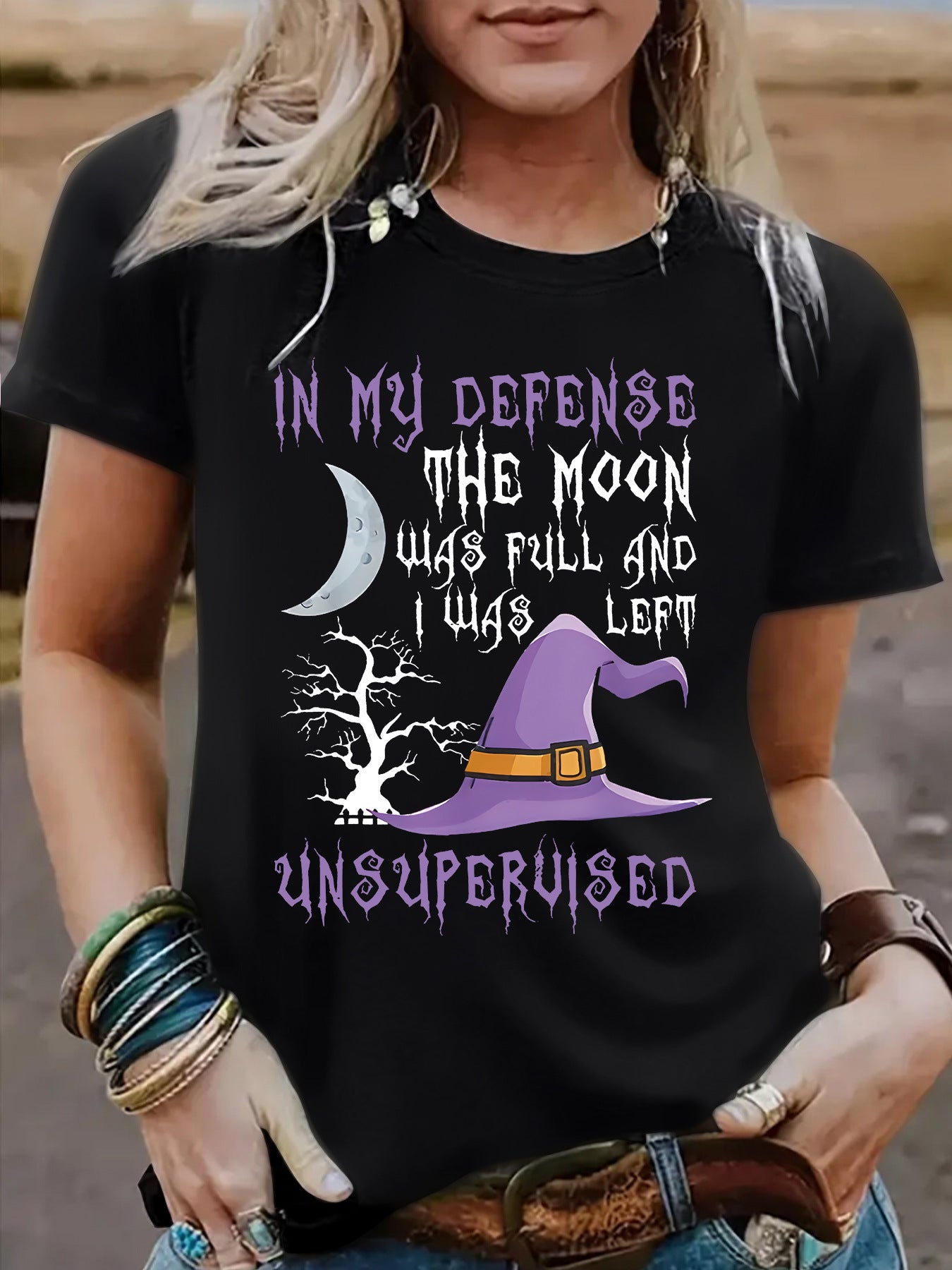 Witch Pattern Graphic Tee | Premium Halloween Short Sleeve
