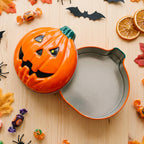 Ghost Face Pumpkin Tin Box | Premium Halloween Snack Container