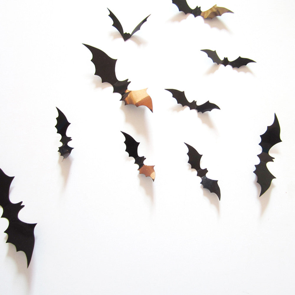 3D Bat Wall Decals, 12pc | Premium Halloween Wall Decor