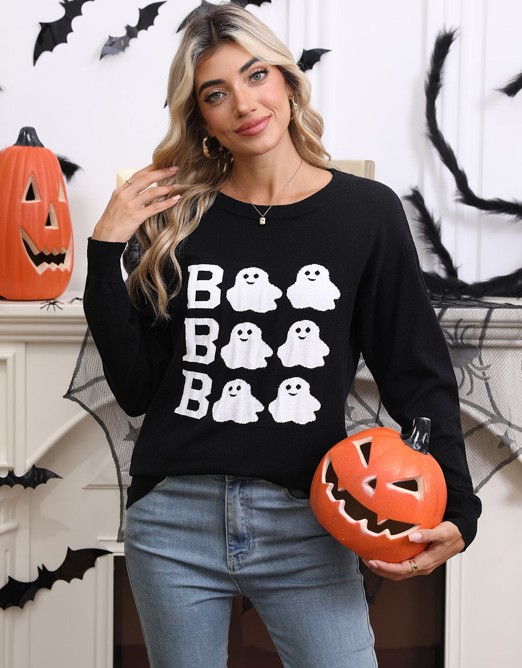 Embroidered Halloween Top | Premium Long Sleeve Round Neck Shirt