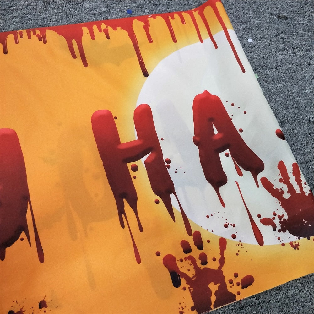 Halloween Backdrop Banner | Premium Bloody Bat & Pumpkin Decor, 250x48cm