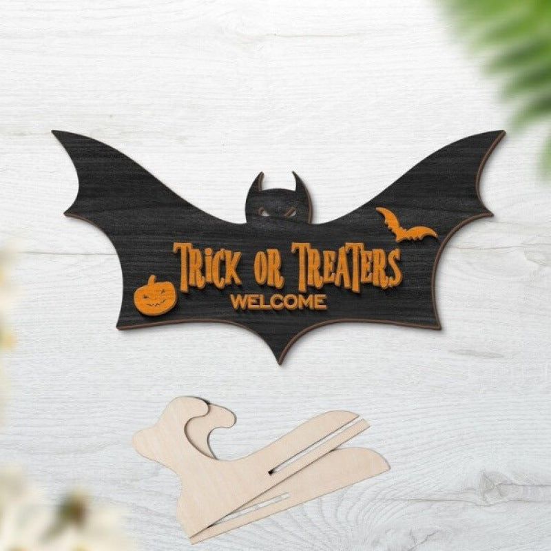 Wooden Silhouette Desk Sign | Premium Halloween Decor