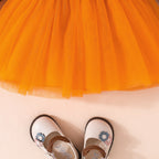 Girls' Pumpkin Princess Dress | Premium Halloween Tulle Costume