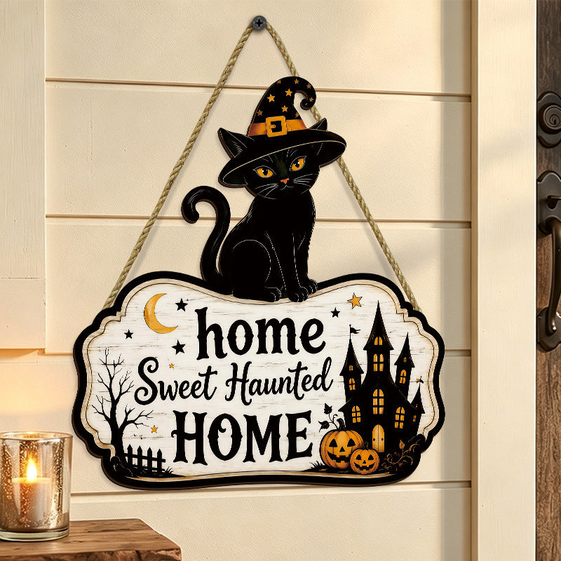 Farmhouse Black Cat Plaque | Premium Halloween Wall Decor