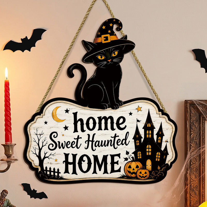 Farmhouse Black Cat Plaque | Premium Halloween Wall Decor